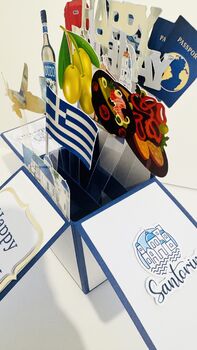 Personalisable Santorini Themed 3D Greeting/Gift Card, 5 of 8