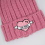 Pink Embroidered Dog Mama Knit Bobble Hat With Pom Pom, thumbnail 2 of 3