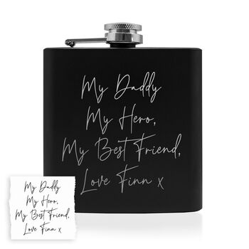 Personalised Handwriting Black Hip Flask, 7 of 7