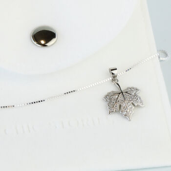 Sterling Silver Maple Leaf Pendant Necklace, 3 of 6
