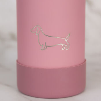 Dachshund 30oz Water Bottle With Removable Dog Bowl In Grey/ Pink, 7 of 8