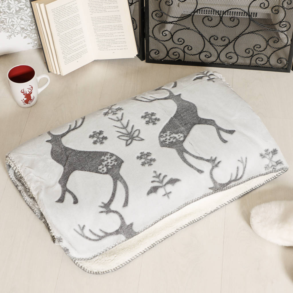 Let It Snow Cosy Christmas Reindeer Blanket By Dibor