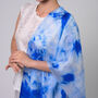 100% Mulberry Silk Scarf, Blue Marble In Gift Box, thumbnail 5 of 9