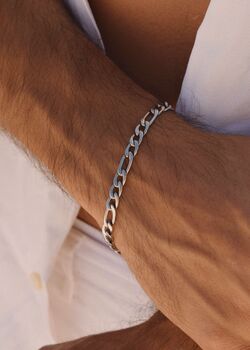 Silver 5mm Figaro Chain Bracelet Adjustable Minimal Gift, 5 of 6