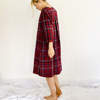 Kaftan Florence Nightdress In Berry Check, 5 of 7
