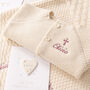 Cream Christening Baby Cardigan With Gothic Cross, thumbnail 10 of 11