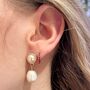 Purdy Double Pearl Stud With Drop Earrings, thumbnail 1 of 5