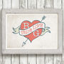 Personalised Wedding Print: Vintage Style Love Heart, thumbnail 1 of 3