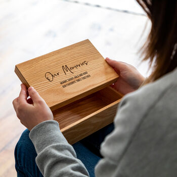 Personalised Our Memories Oak Keepsake Box Gift, 4 of 4