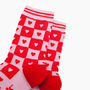 Heart Checkerboard Bamboo Socks In Pink/Red, thumbnail 2 of 4