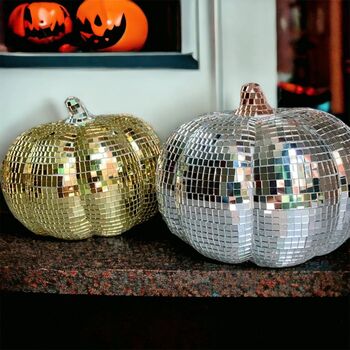 Handcrafted Mosaic Disco Pumpkin Autumn And Halloween, 6 of 7