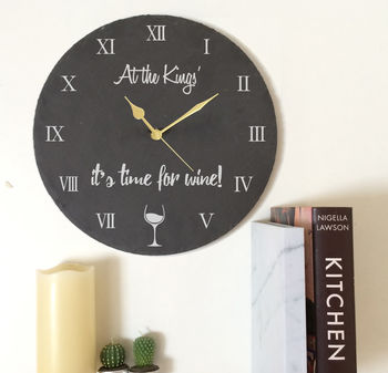 Personalised Slate Clock 'Time For Wine', 2 of 2