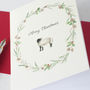 Sheep And Wreath Christmas Card, thumbnail 3 of 5