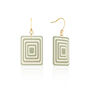Matching Earrings And Necklace | Green And Cream | Rectangle Set, thumbnail 3 of 10