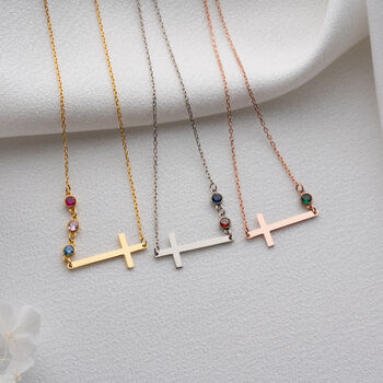 'My Faith, My Family' Birthstone Cross Necklace, 6 of 10