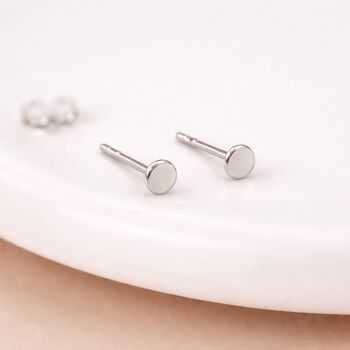 Micro Sterling Silver Disc Stud Earrings – 3mm, 2 of 7