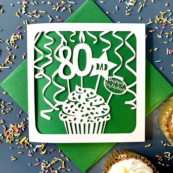 Personalised Cupcake 80th Birthday Card, 3 of 4