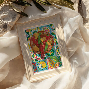 Chillis Over Talavera Tiles Art Print, 3 of 7