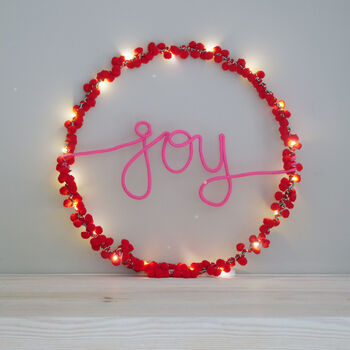 Joy Holly Wreath Light, 6 of 12