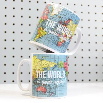 'World Is Your Oyster' World Map Mug, 5 of 5