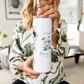 Personalised Birth Flower And Initial Insulated Travel Cup, 8 of 9