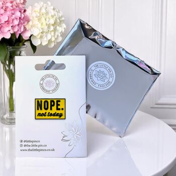 Nope Not Today Yellow Enamel Pin Badge, Mental Health And Chronic Illness Awareness Gift, 2 of 8
