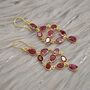 Red Ruby Earrings, Gold Plated Sterling Silver Earrings, thumbnail 3 of 10