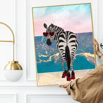 Summer Print Zebra Heart Heels On Beach Scene, 2 of 5