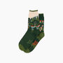 Woodland Forest Combed Cotton Odd Socks In Green, thumbnail 3 of 4
