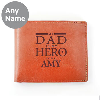 My Dad My Hero Tan Leather Wallet, 5 of 5