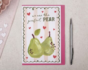 Cute Valentine Card With Pear Pun For Girlfriend Or Wife, 3 of 4