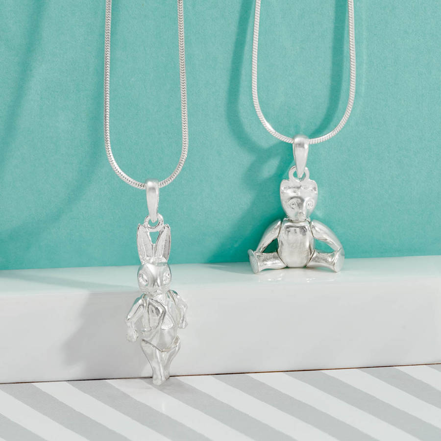 Sterling Silver Christening Teddy Or Rabbit Necklace, 1 of 5
