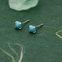 Sterling Silver Green Turquoise Stud Earrings, thumbnail 3 of 10