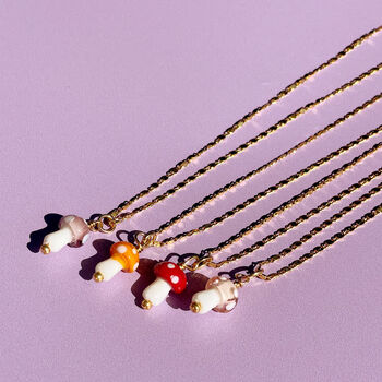 Glass Mushroom Gold Plated Necklace, 2 of 11