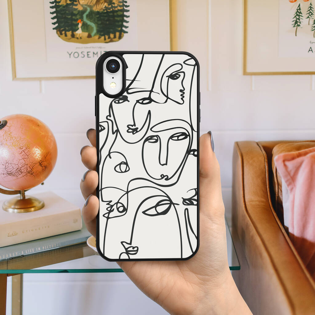 Abstract Art Line Faces iPhone Case Two Designs Options, 1 of 4