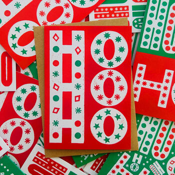 Pack Of Four Christmas Cards Ho Ho Ho, 5 of 7