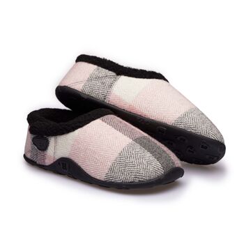 Charlotte Pink Grey Check Women's Slippers/Indoor Shoes, 2 of 6