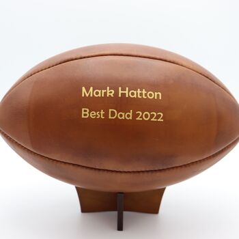 Personalised Vintage Tan Leather Rugby Ball, 5 of 7