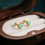 Sterling Silver Green Opal Heart Screw Back Earrings, thumbnail 6 of 11
