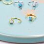 Sterling Silver Blue Or White Opal Huggie Hoop Threader Earrings, thumbnail 6 of 11