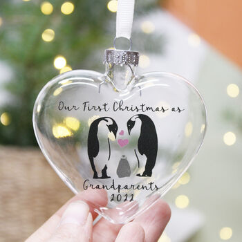 Grandparent First Christmas Penguin Glass Bauble, 8 of 9