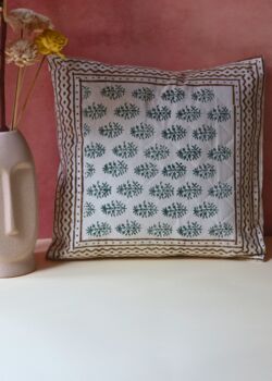 Green Motifs Quilted Cushion Cover Set Of Two, 3 of 3