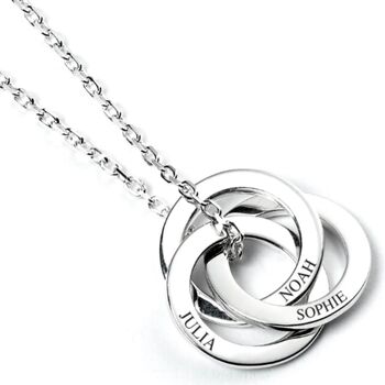 Sterling Silver Personalised Triple Ring Necklace, 6 of 12