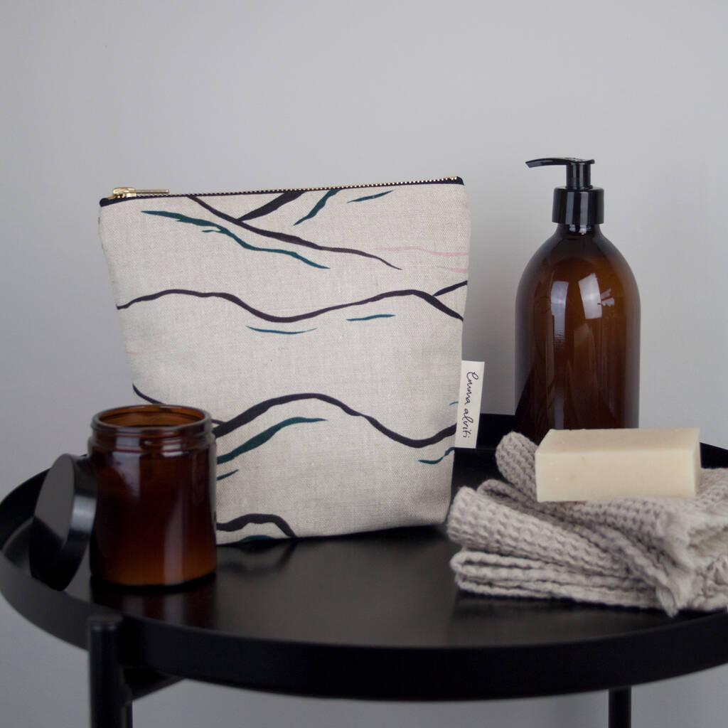 Natural Linen Mountain Wash Bag By Emma Alviti