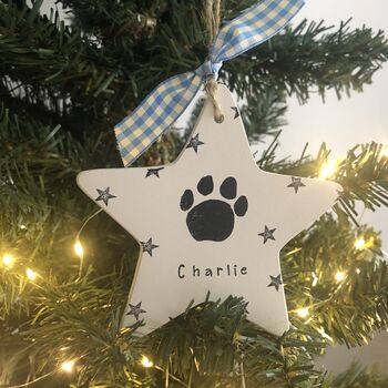 Personalised Ceramic Star Pet Dog Tree Decoration, 3 of 4