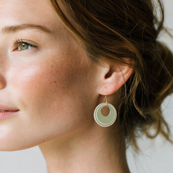 Green And Cream Circular Earrings, 4 of 8