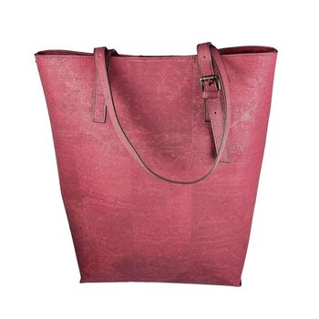 Ladies Vegan Cork Leather Tote Bag | Amadora In Raspberry, 4 of 6