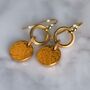 Gold Plated Hammered Disc Earrings, thumbnail 1 of 10