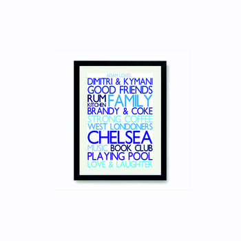 Personalised 'Favourite Things' Framed Print: Blues, 2 of 6