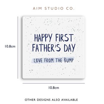 'Happy First Father's Day From Bump' Ceramic Coaster, 6 of 9